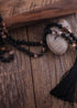 Boho Necklace, RH Amazonite Jasper, Lariat Silver Ball Green Brown Natural Stone